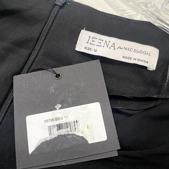 Mac Duggal 55709 Black Beaded Sleeve Jersey Wrap Dress Cocktail Gown - Picture 3 of 8